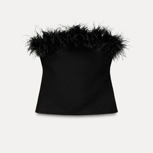 ZARA STRAPLESS FEATHER TOP